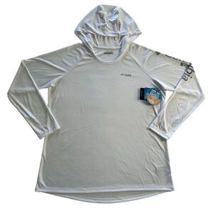Columbia Women’s 1X PFG Columbia Plus Tidal Solid Long Sleeve Print Hoodie in Wh